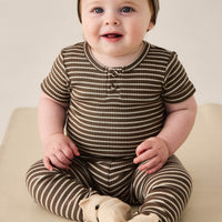 Organic Cotton Modal Darcy Rib Tee Bodysuit - Bear/Cassava Childrens Bodysuit from Jamie Kay NZ