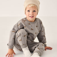 Organic Cotton Jalen Track Pant - Lenny Leopard Sage Childrens Pant from Jamie Kay NZ