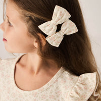 Organic Cotton Bow 2PK - Rosalie Floral Mauve Childrens Bow from Jamie Kay NZ