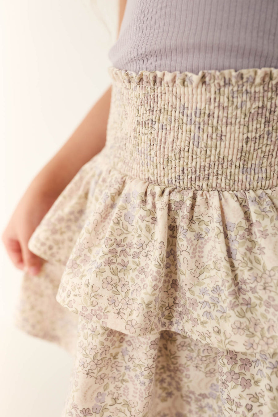 Organic Cotton Ruby Skirt - April Floral Mauve Childrens Skirt from Jamie Kay NZ