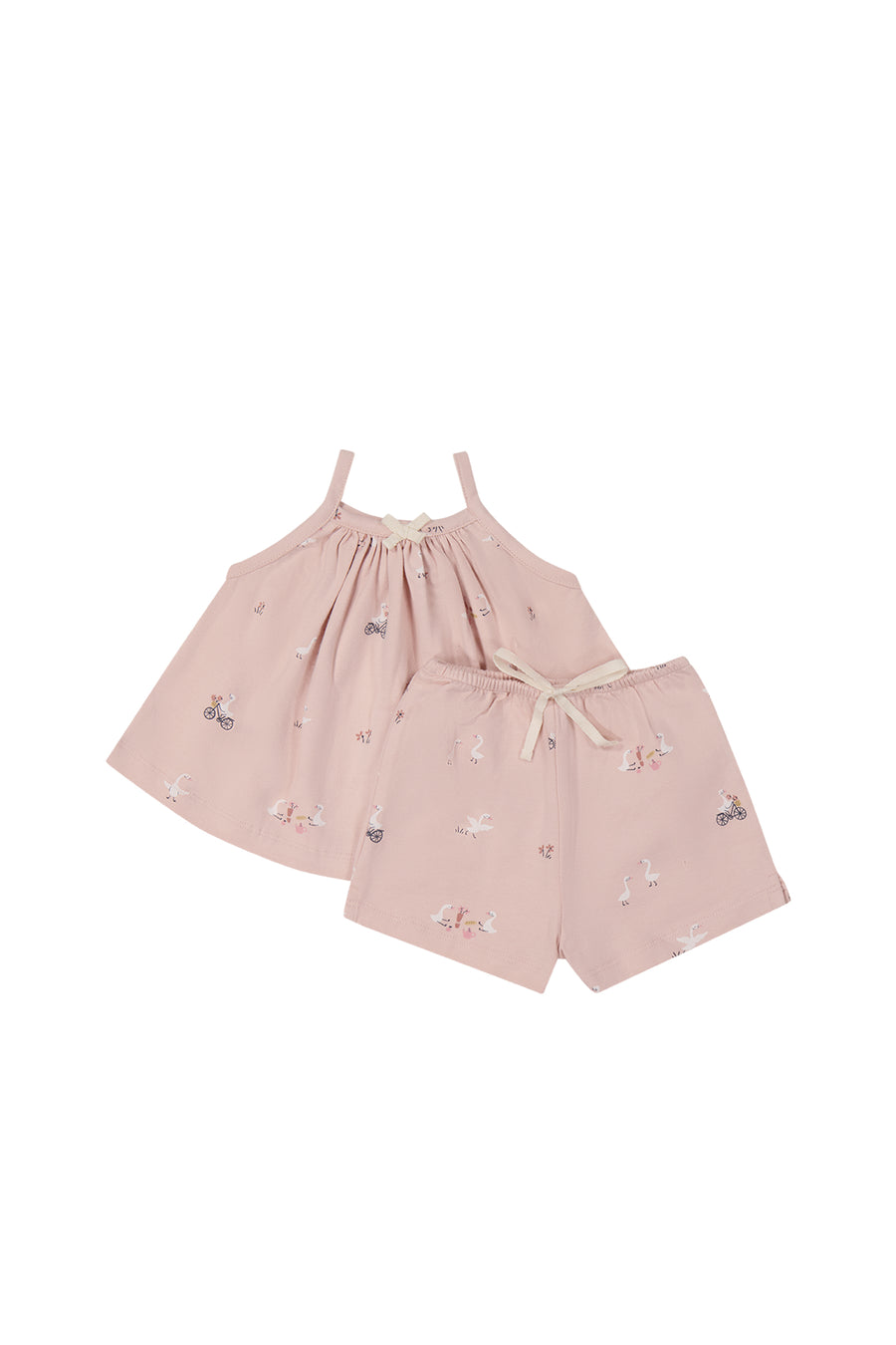 Organic Cotton Daisy May Singlet Set - Swans Picnic Childrens Pyjama from Jamie Kay NZ