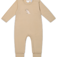 Rib Onepiece - Charlie the Dog Cashew Childrens Pyjama from Jamie Kay NZ