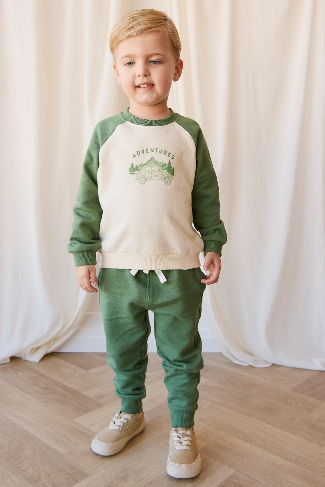 Organic Cotton Dominic Track Pant - Snow Pea Childrens Pant from Jamie Kay NZ