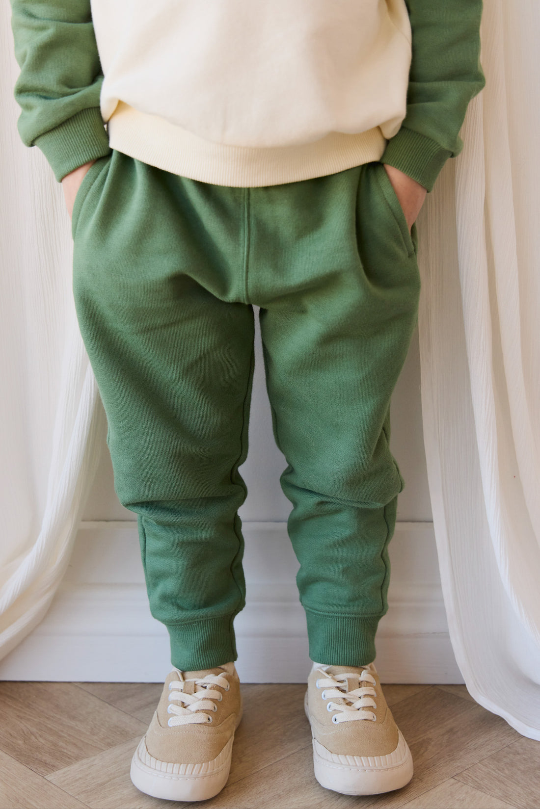 Organic Cotton Dominic Track Pant - Snow Pea Childrens Pant from Jamie Kay NZ