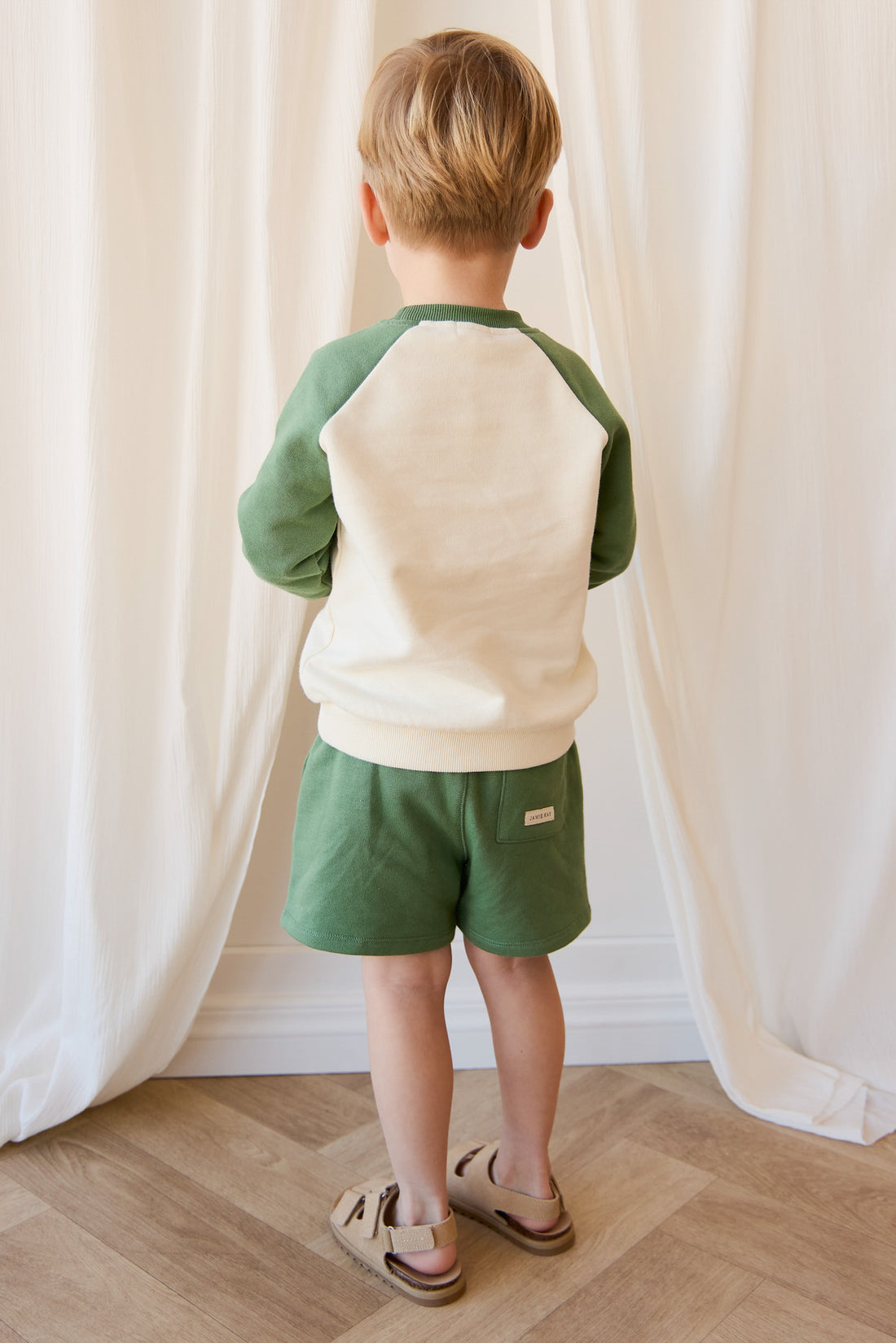 Organic Cotton Alden Sweatshirt - Adventure Buggy Snow Pea Childrens Top from Jamie Kay NZ
