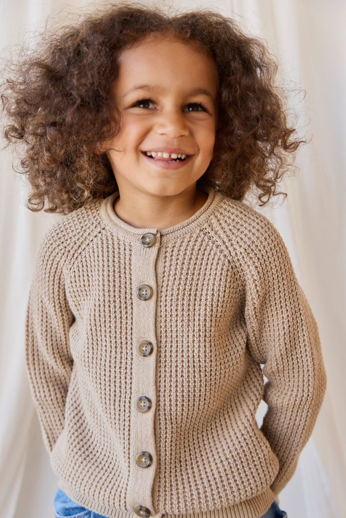 Lane Knit Cardigan - Sand Dune Marle Childrens Jumper from Jamie Kay NZ