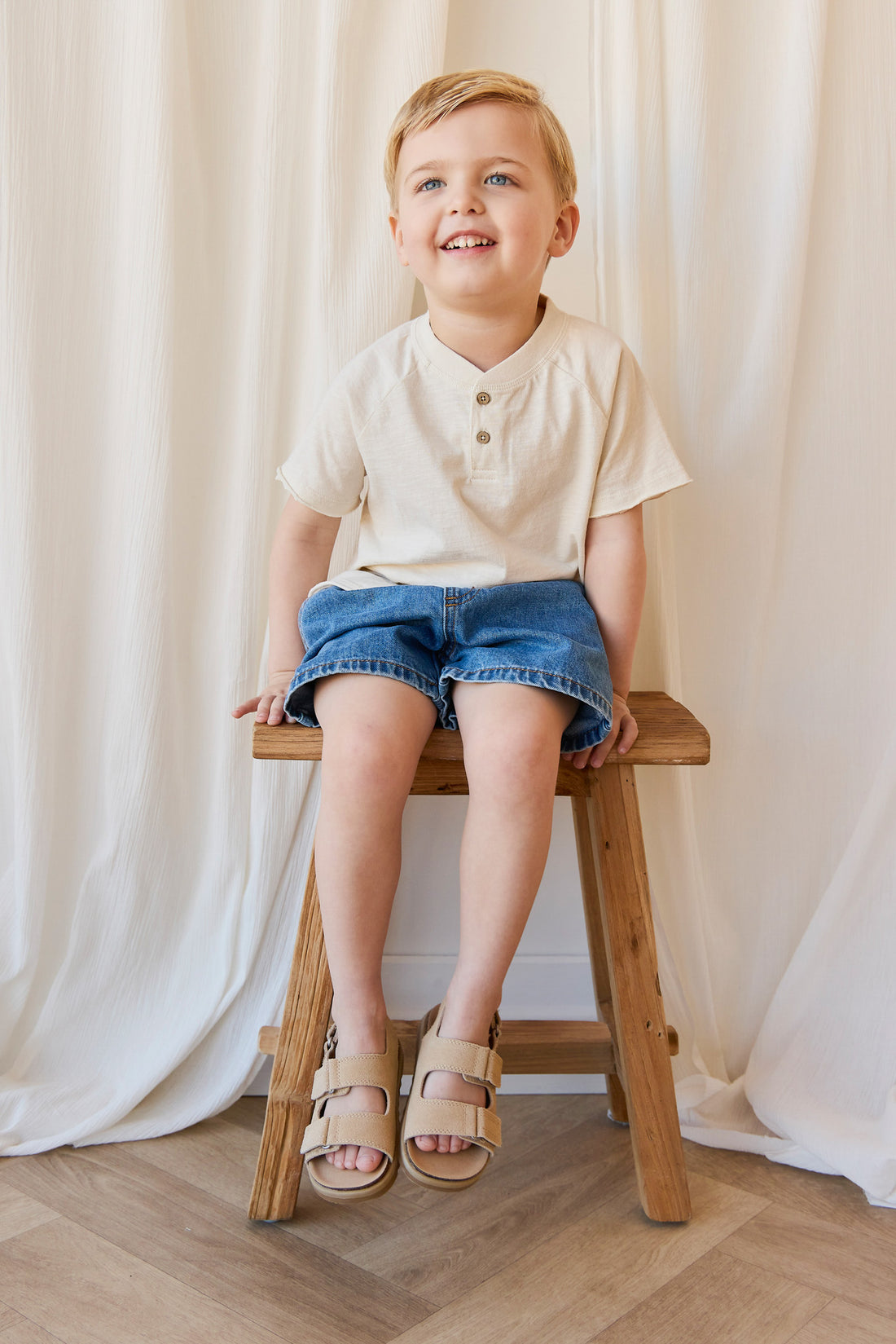 Organic Cotton Lewis Tee - Parchment Childrens Top from Jamie Kay NZ
