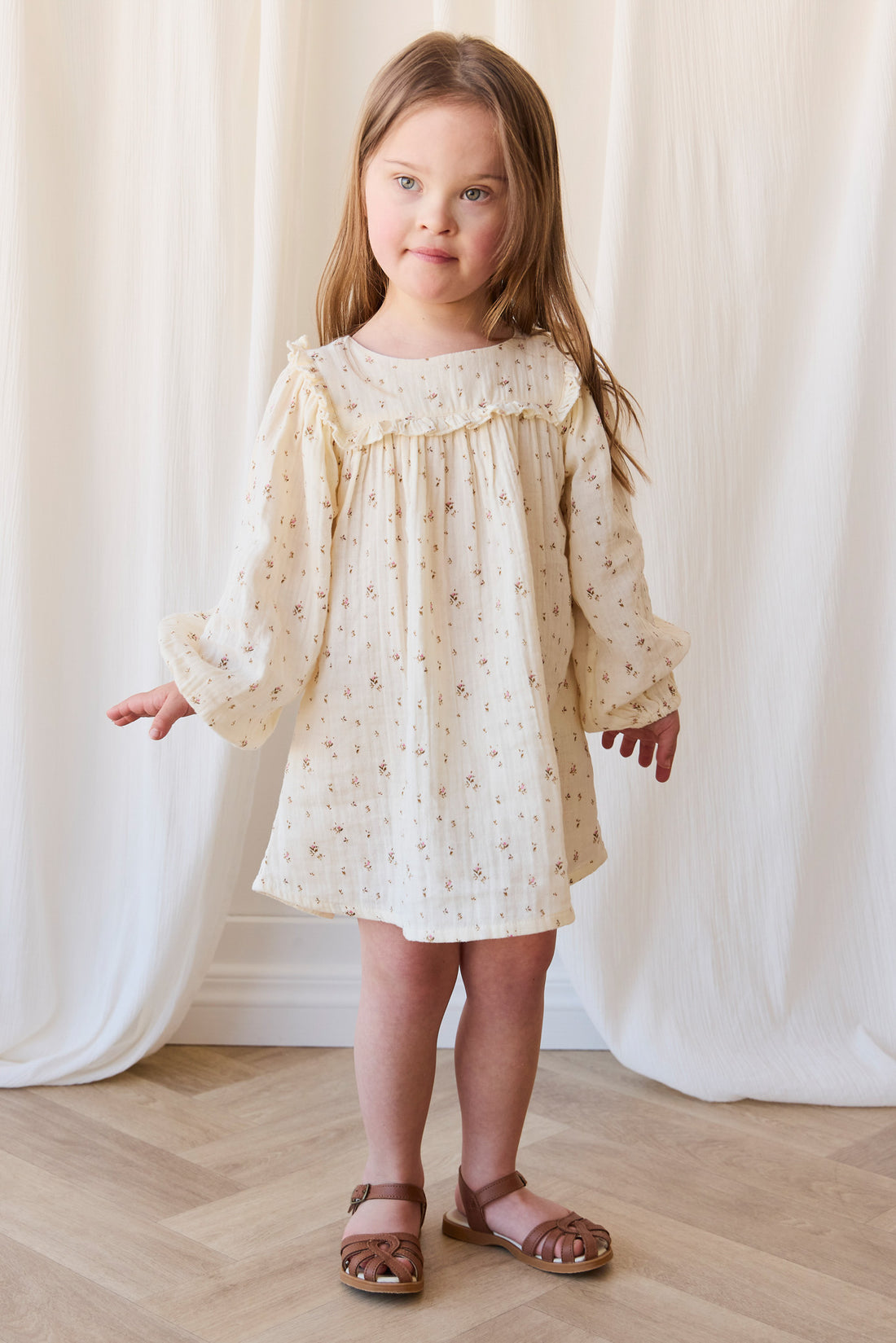 Organic Cotton Muslin Amira Dress - Dina Antique Childrens Dress from Jamie Kay NZ