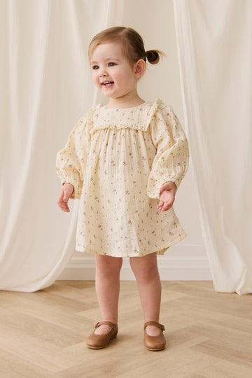 Organic Cotton Muslin Amira Dress - Dina Antique Childrens Dress from Jamie Kay NZ