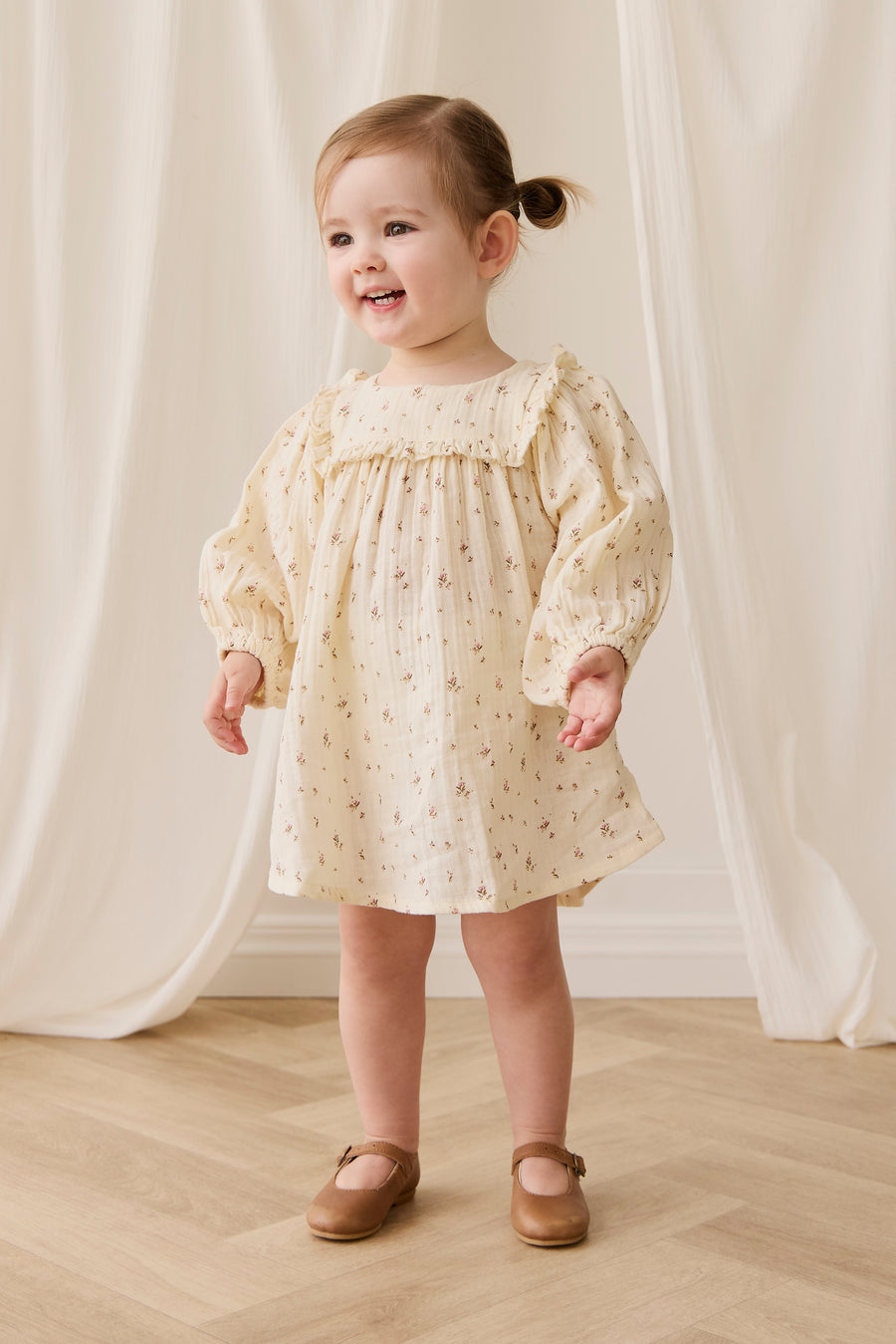 Organic Cotton Muslin Amira Dress - Dina Antique Childrens Dress from Jamie Kay NZ