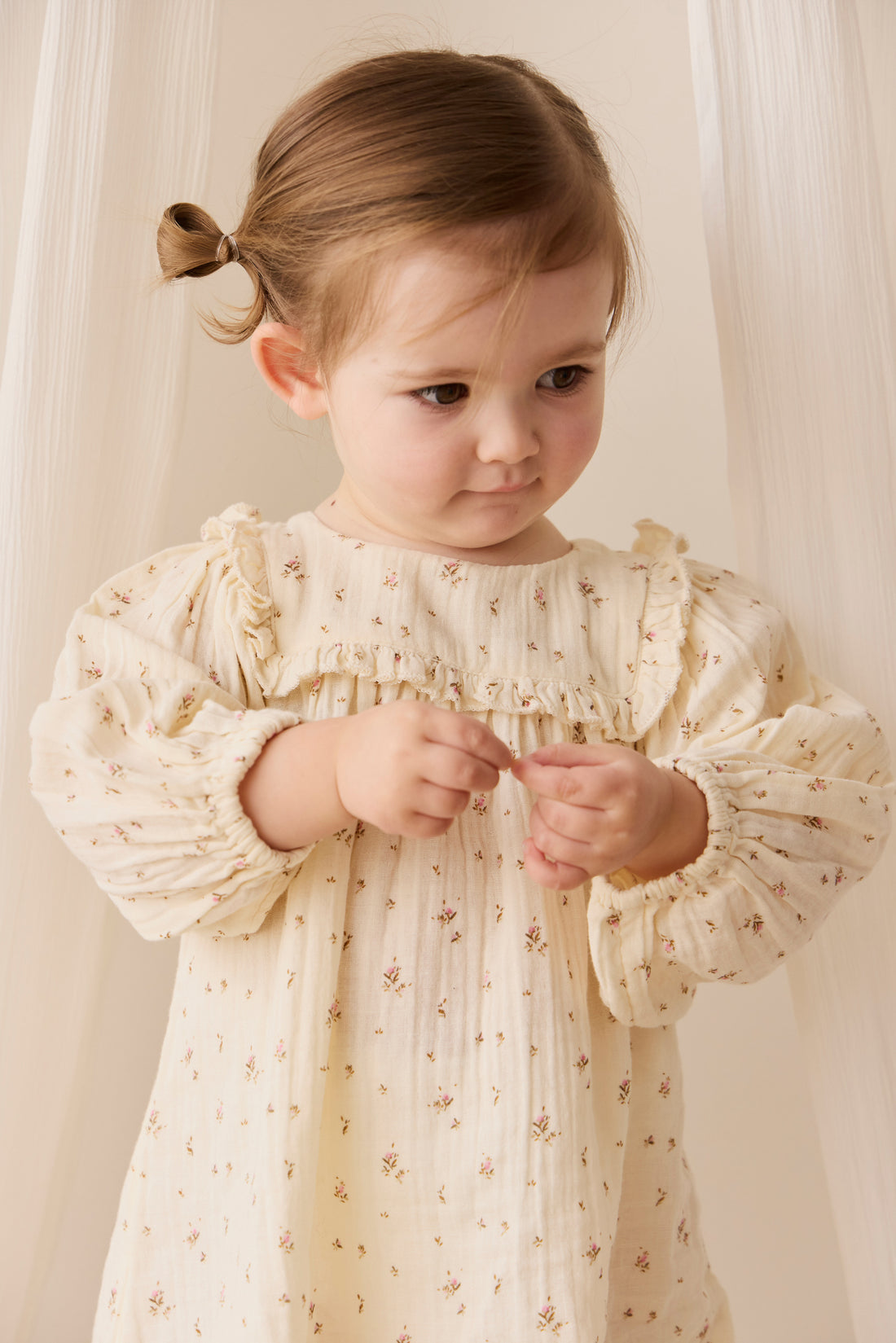 Organic Cotton Muslin Amira Dress - Dina Antique Childrens Dress from Jamie Kay NZ