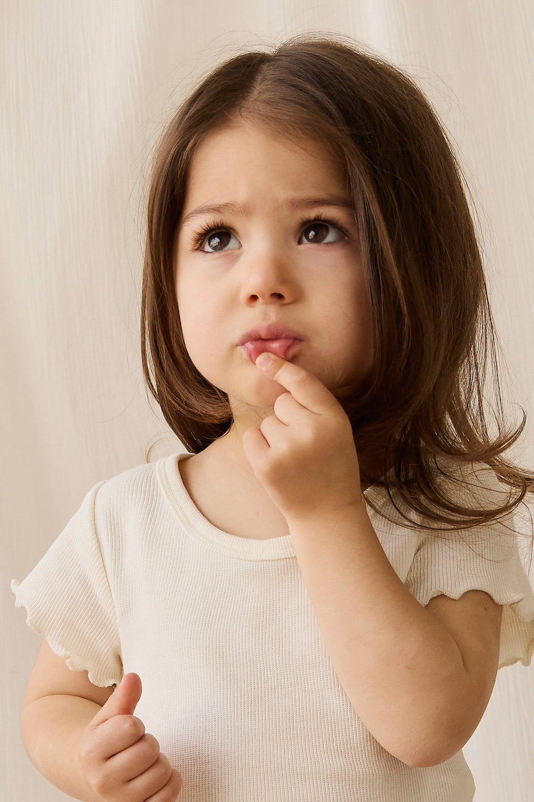 Cotton Fine Rib Ines Top - Parchment Childrens Top from Jamie Kay NZ