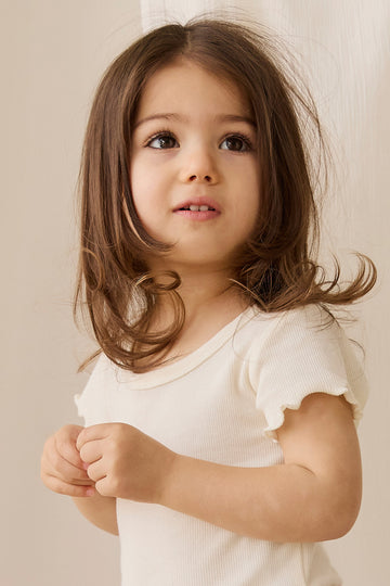Cotton Fine Rib Ines Top - Parchment Childrens Top from Jamie Kay NZ