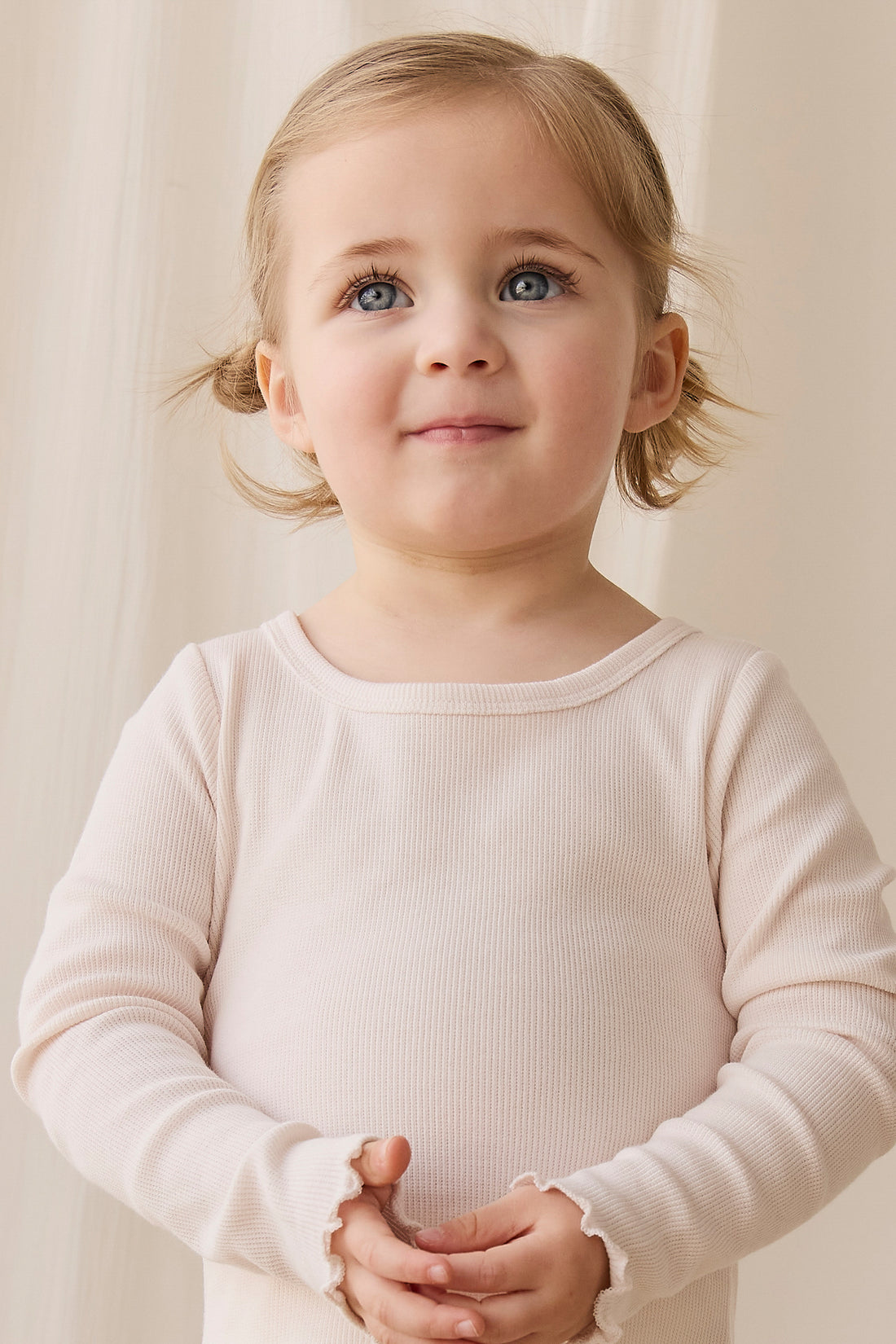 Cotton Fine Rib Agathe Top - Blushed Rose Childrens Top from Jamie Kay NZ
