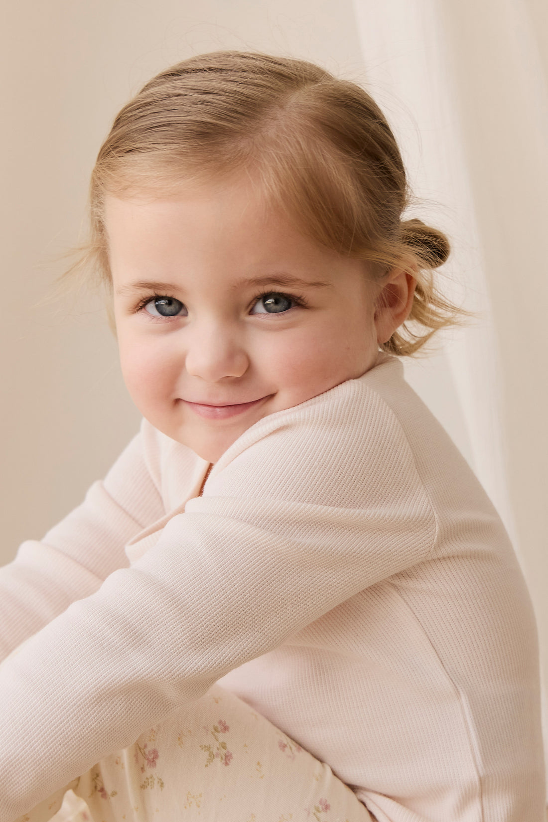 Cotton Fine Rib Agathe Top - Blushed Rose Childrens Top from Jamie Kay NZ