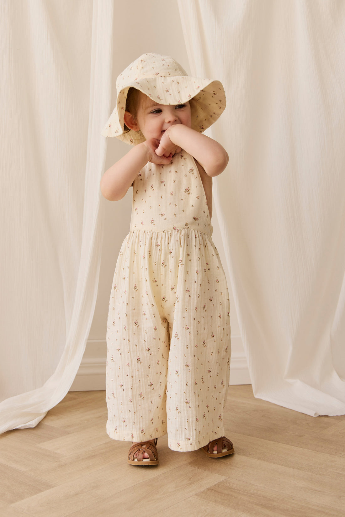 Organic Cotton Muslin Noelle Hat - Dina Antique Childrens Hat from Jamie Kay NZ