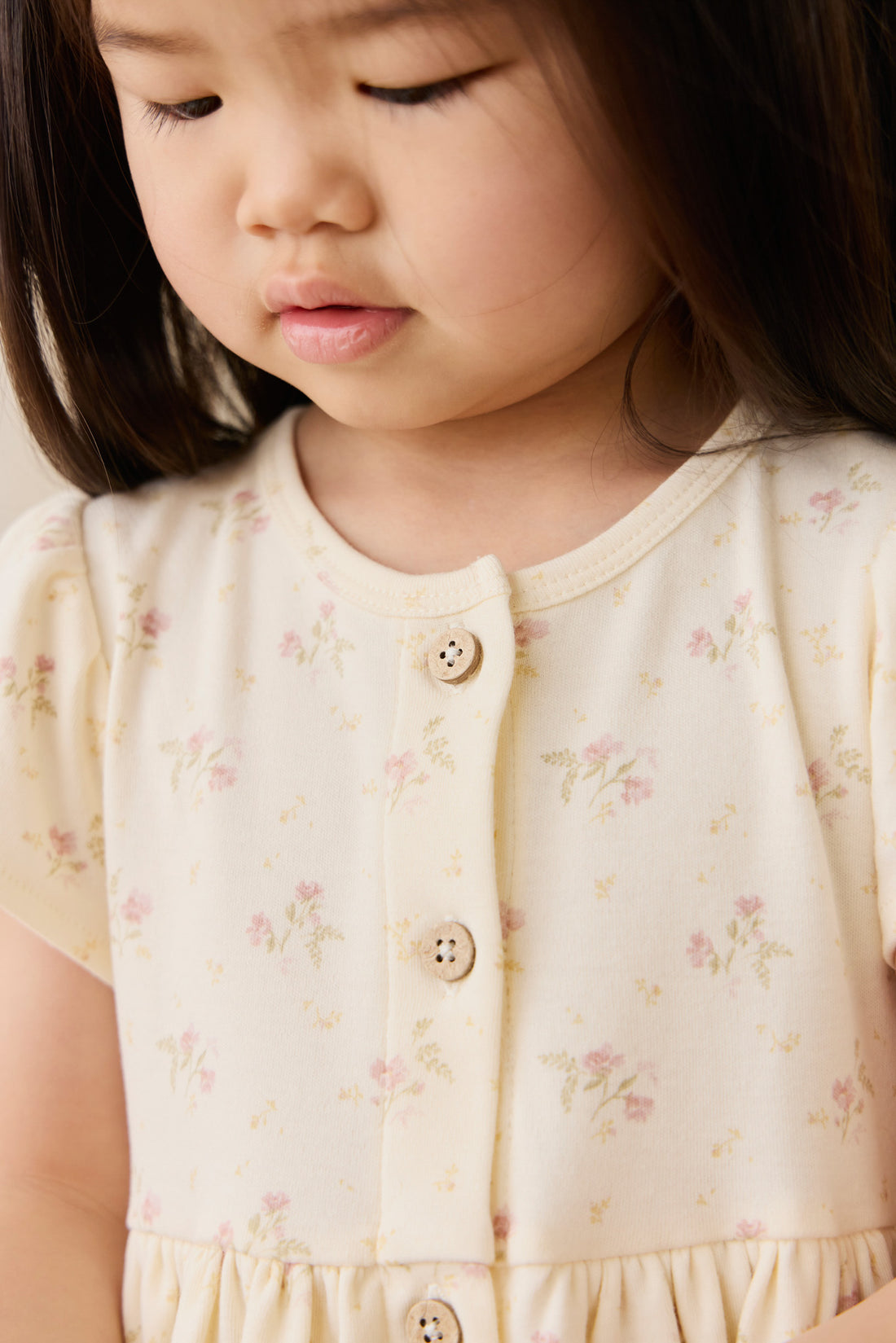 Organic Cotton Dahlia Dress - Thelma Parchment Childrens Dress from Jamie Kay NZ