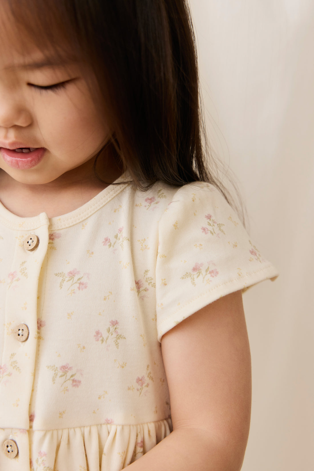 Organic Cotton Dahlia Dress - Thelma Parchment Childrens Dress from Jamie Kay NZ