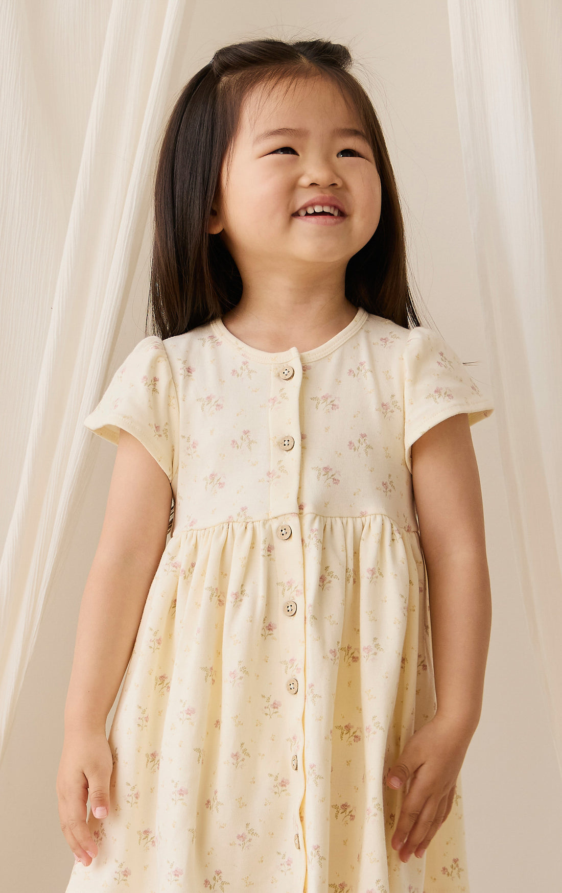 Organic Cotton Dahlia Dress - Thelma Parchment Childrens Dress from Jamie Kay NZ