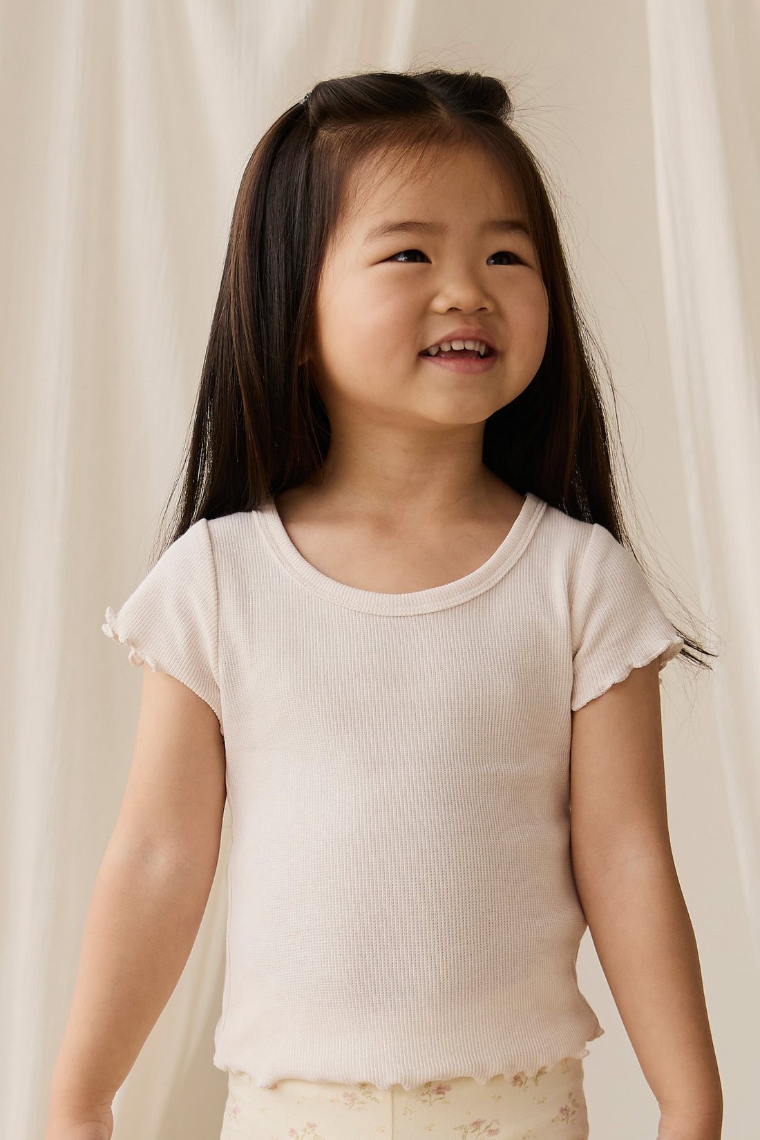 Cotton Fine Rib Ines Top - Blushed Rose Childrens Top from Jamie Kay NZ