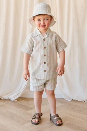 Organic Cotton Silas Shirt - Variegated Stripe Shoreline Childrens Shirt from Jamie Kay NZ
