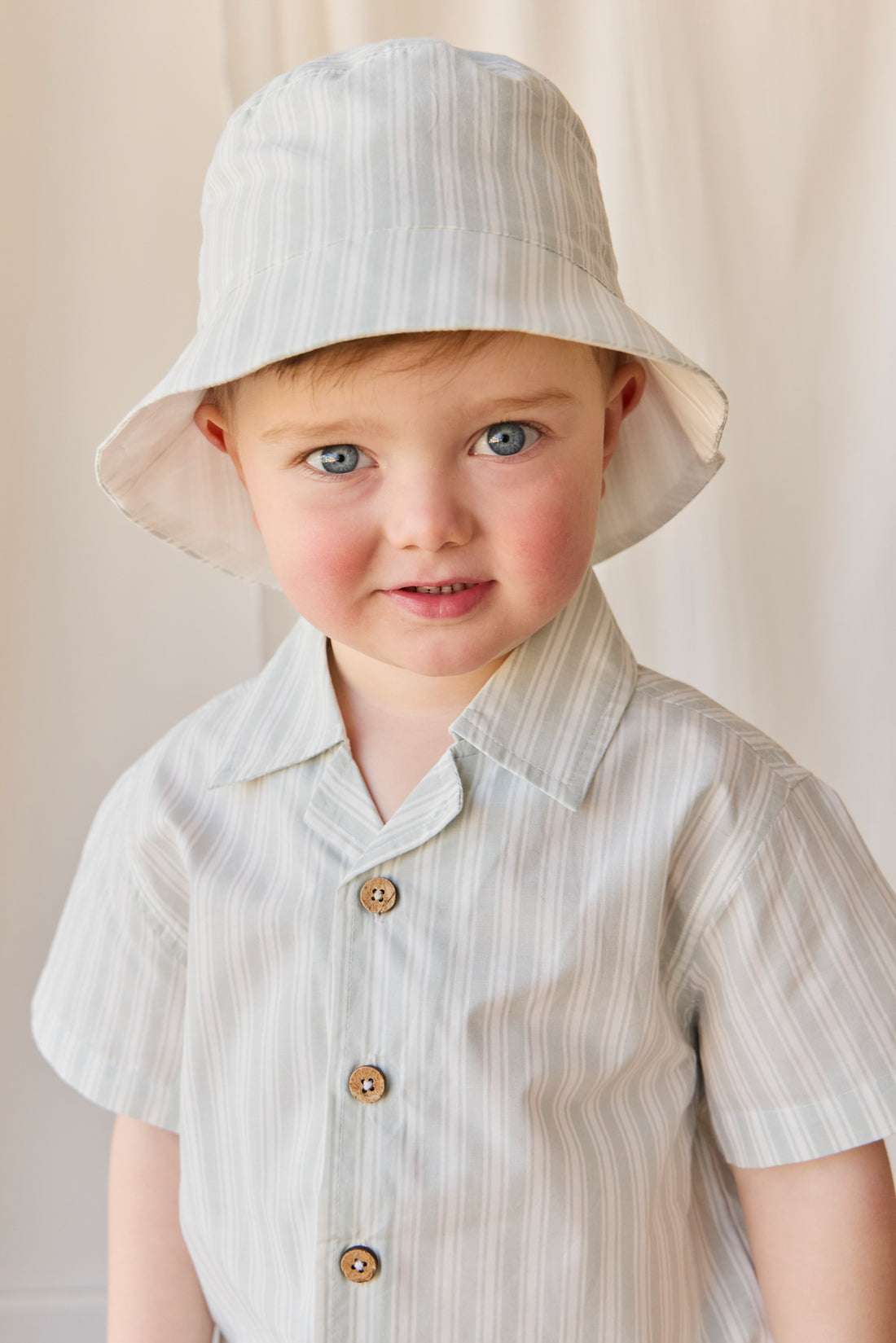 Organic Cotton Silas Shirt - Variegated Stripe Shoreline Childrens Shirt from Jamie Kay NZ