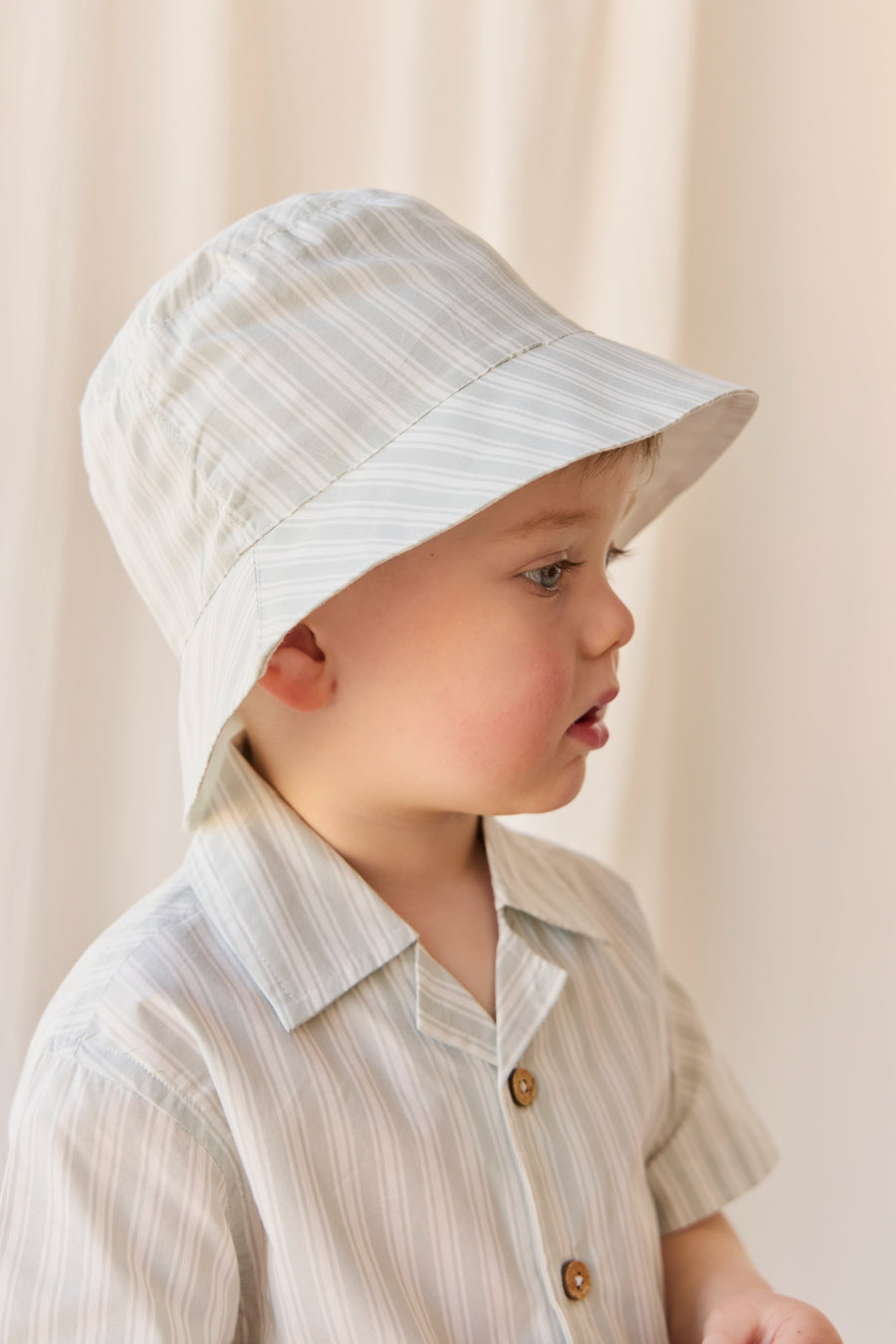 Organic Cotton Bucket Hat - Variegated Stripe Shoreline Childrens Hat from Jamie Kay NZ