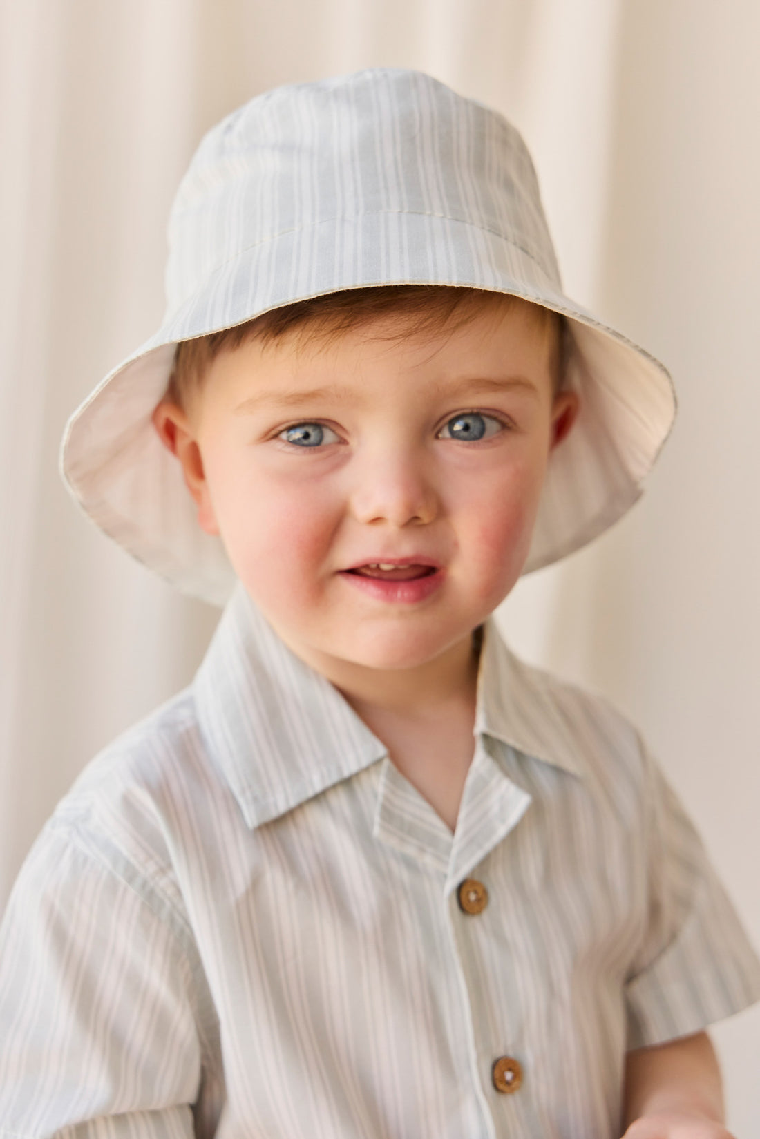 Organic Cotton Bucket Hat - Variegated Stripe Shoreline Childrens Hat from Jamie Kay NZ