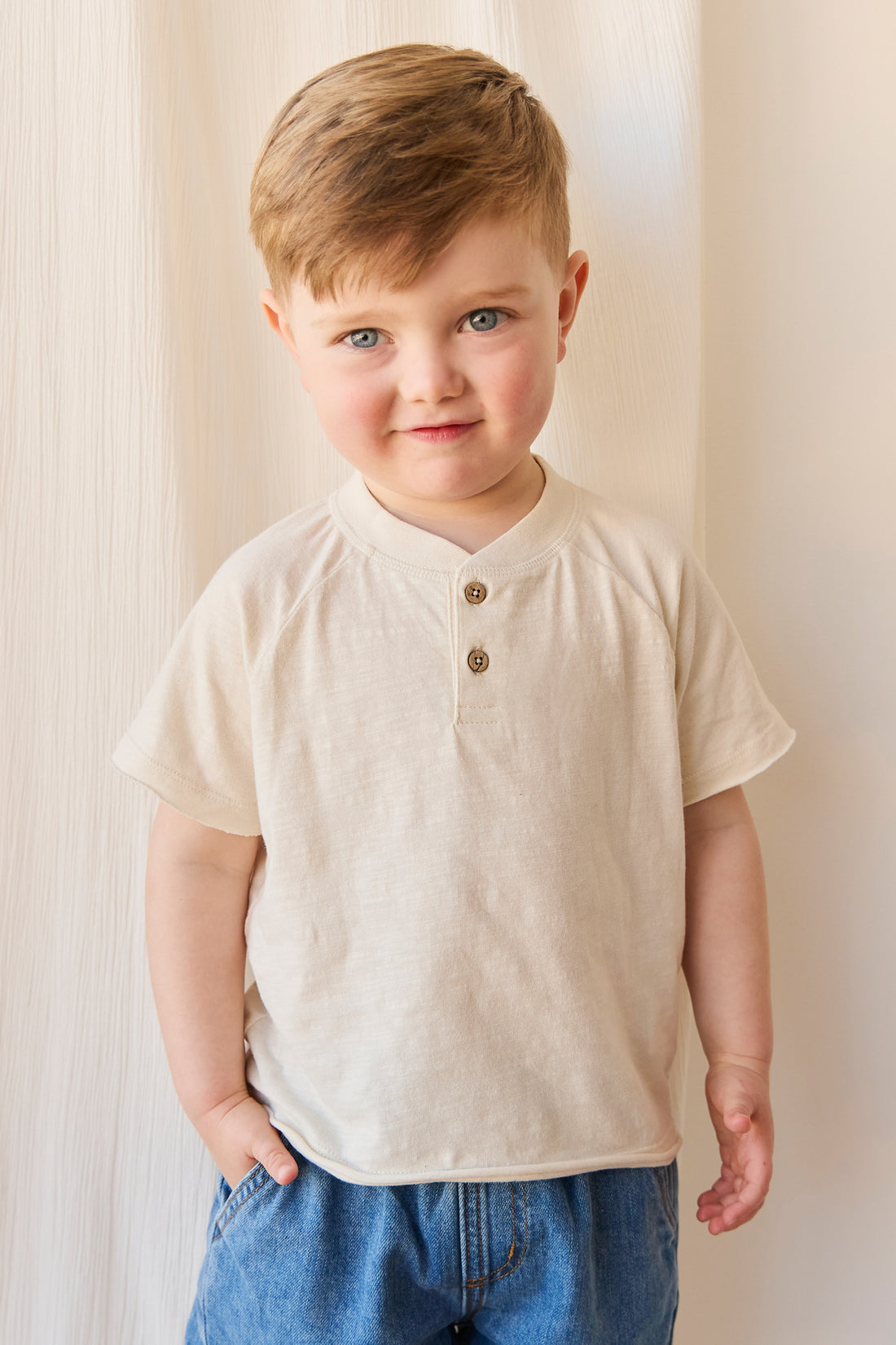 Organic Cotton Lewis Tee - Parchment Childrens Top from Jamie Kay NZ