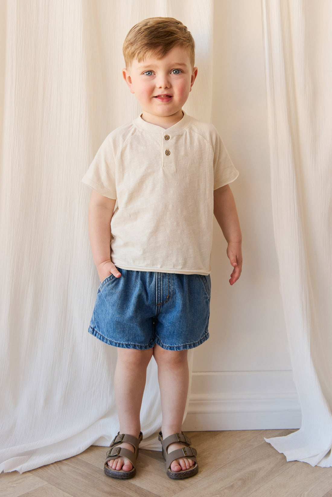 Organic Cotton Lewis Tee - Parchment Childrens Top from Jamie Kay NZ