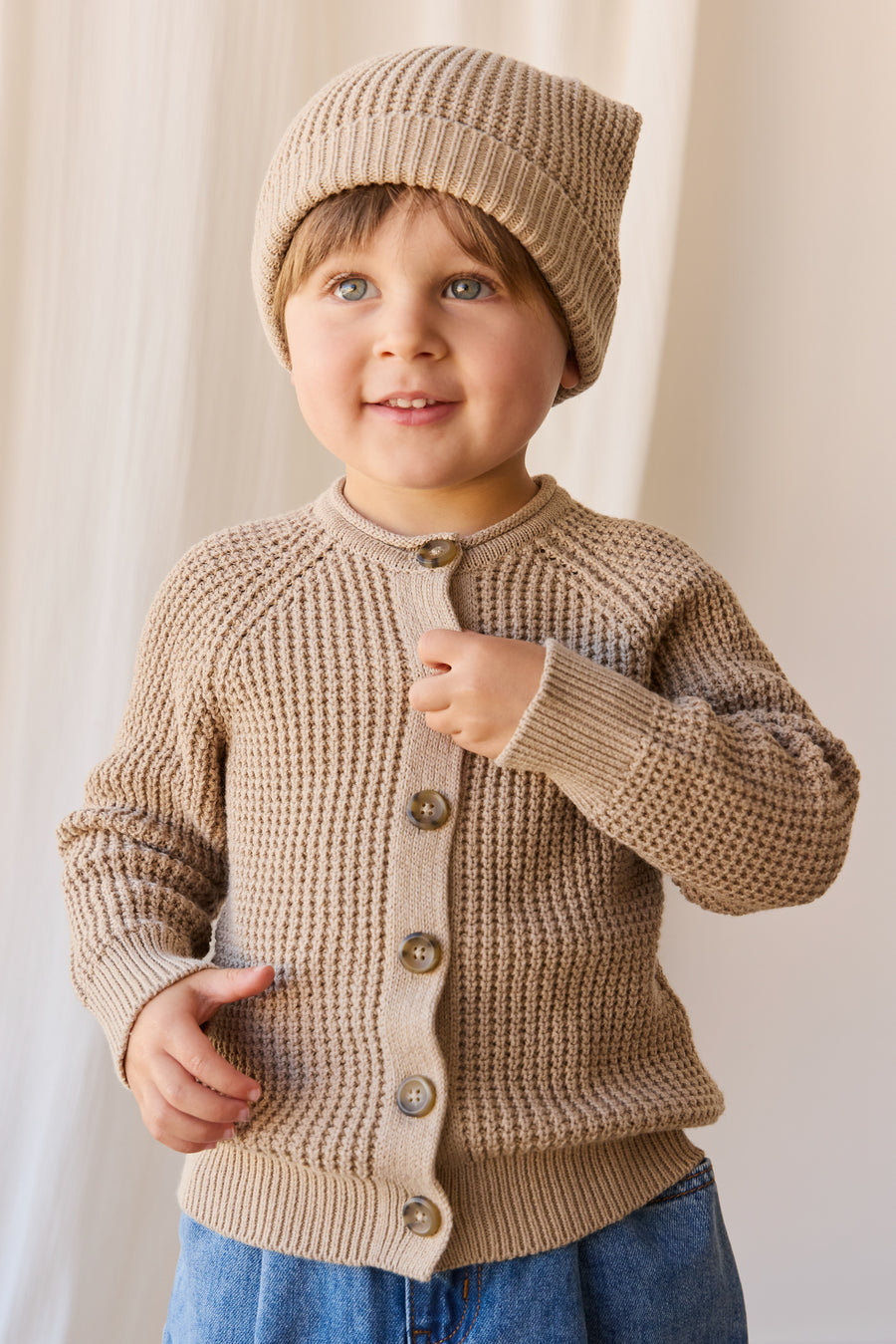 Lane Knit Cardigan - Sand Dune Marle Childrens Jumper from Jamie Kay NZ