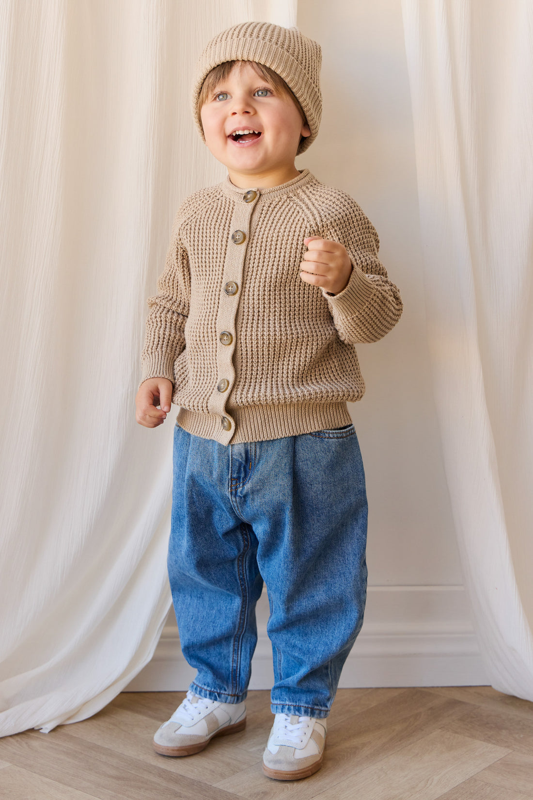 Lane Knit Cardigan - Sand Dune Marle Childrens Jumper from Jamie Kay NZ