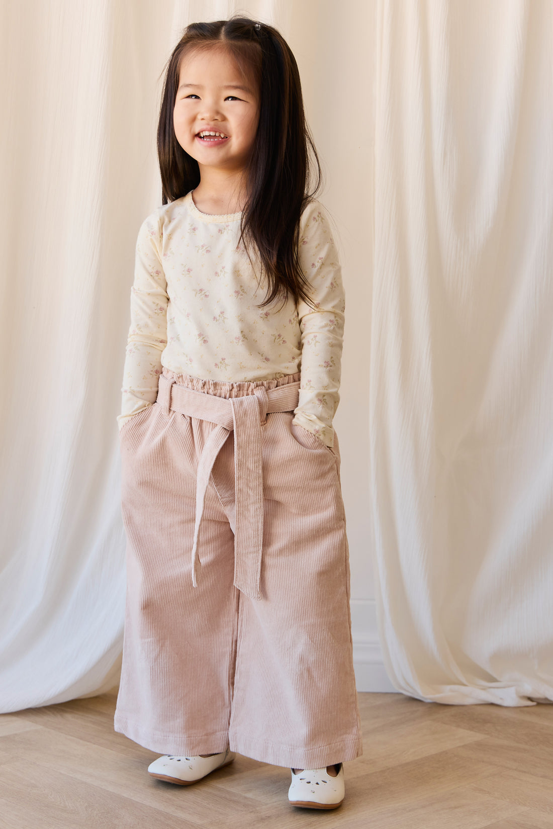 Organic Cotton Long Sleeve Top - Thelma Parchment Childrens Top from Jamie Kay NZ