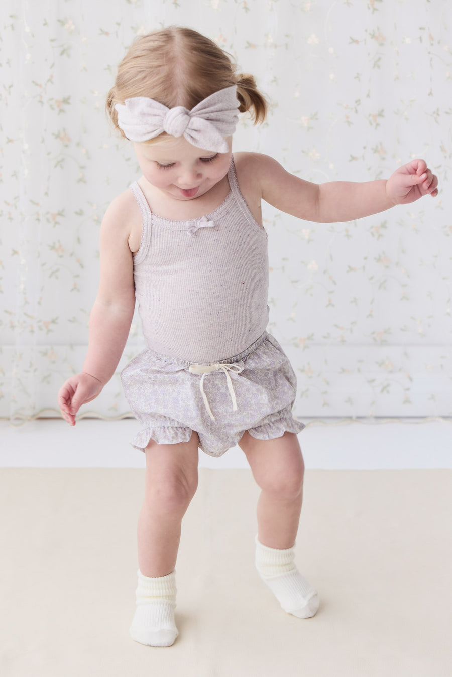 Organic Cotton Frill Bloomer - Chloe Lavender Childrens Bloomer from Jamie Kay NZ