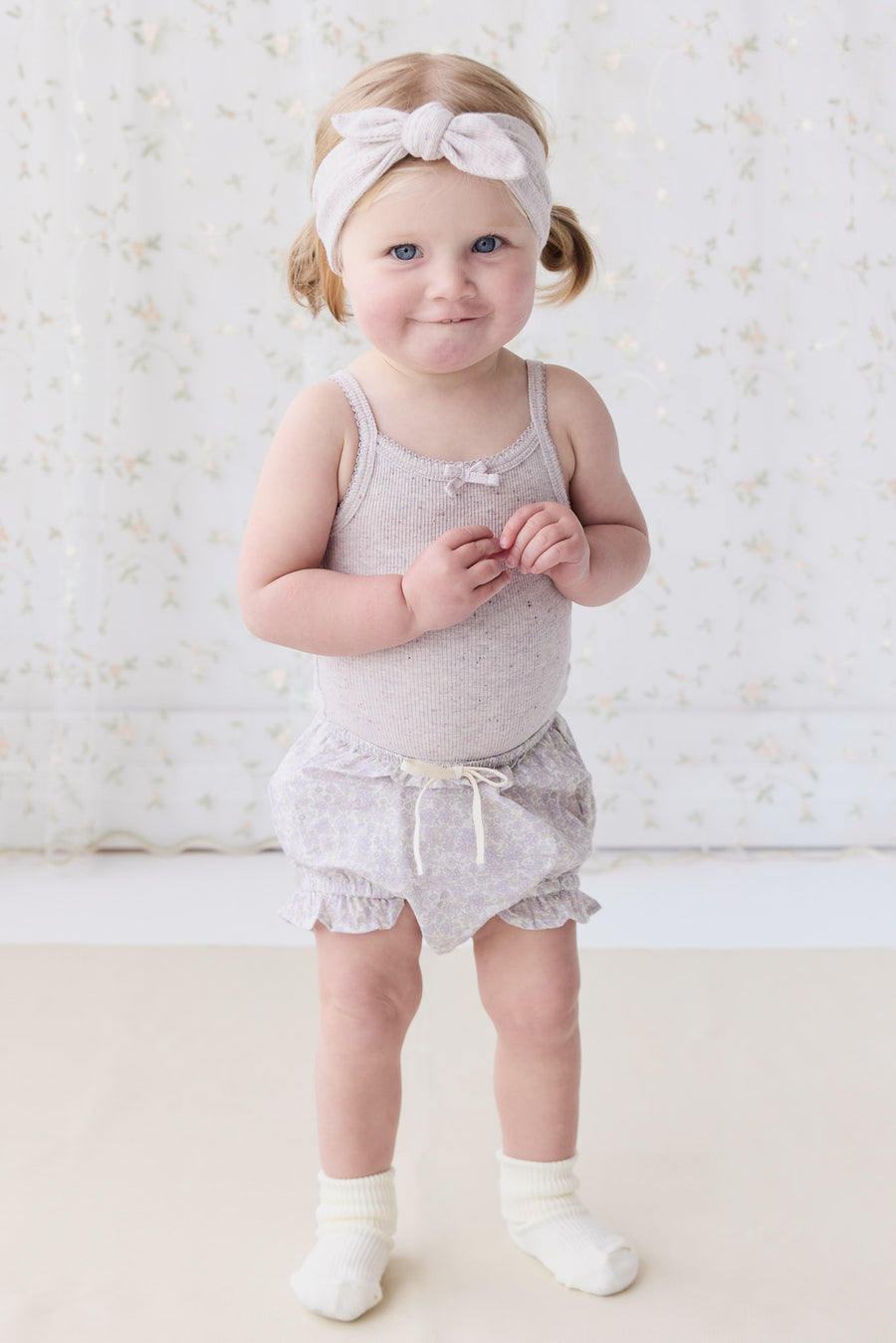 Organic Cotton Frill Bloomer - Chloe Lavender Childrens Bloomer from Jamie Kay NZ