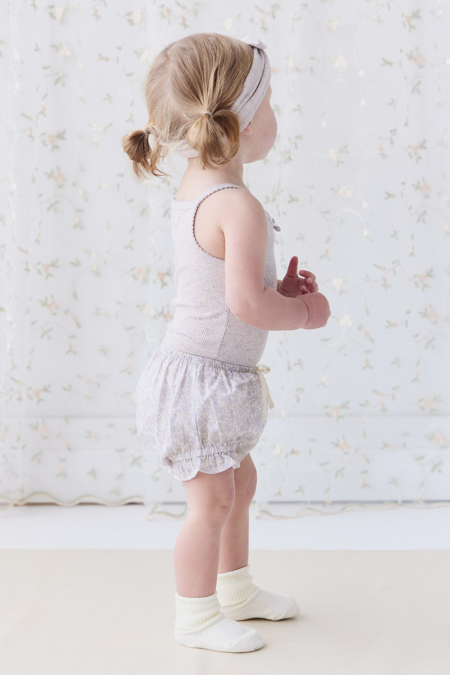 Organic Cotton Frill Bloomer - Chloe Lavender Childrens Bloomer from Jamie Kay NZ