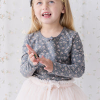 Organic Cotton Long Sleeve Top - Rosalie Floral Lava Childrens Top from Jamie Kay NZ