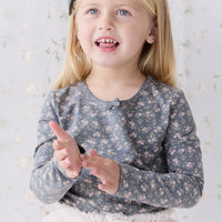 Organic Cotton Long Sleeve Top - Rosalie Floral Lava Childrens Top from Jamie Kay NZ