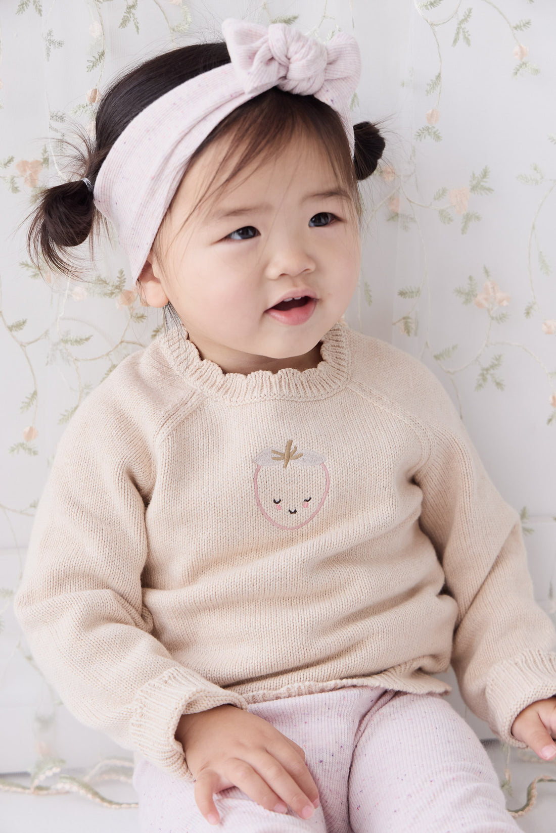 Audrey Knitted Jumper - Oatmeal Marle Childrens Jumper from Jamie Kay NZ