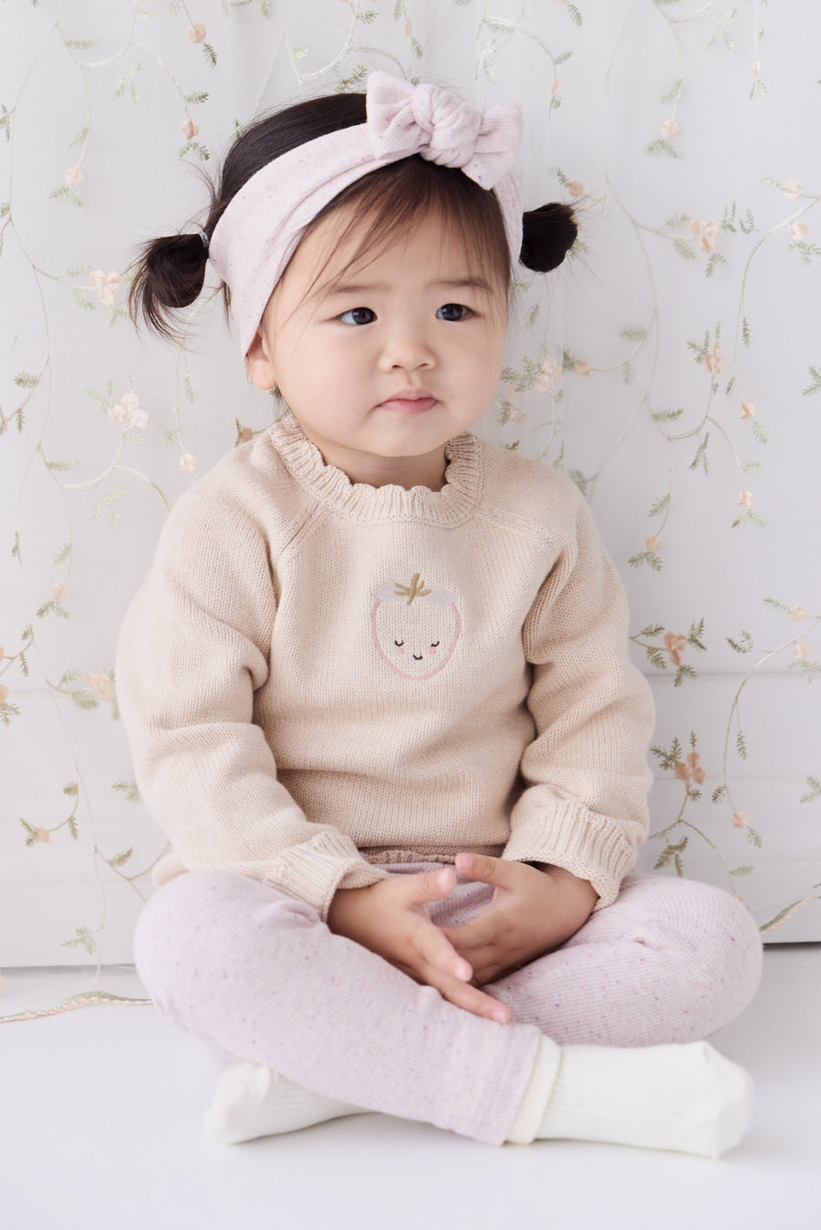 Audrey Knitted Jumper - Oatmeal Marle Childrens Jumper from Jamie Kay NZ