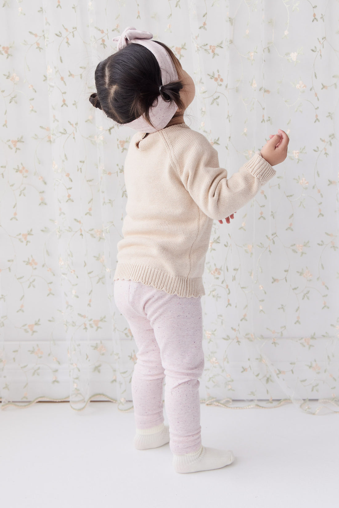 Organic Cotton Fine Rib Legging - Tulip Fleck Childrens Legging from Jamie Kay NZ