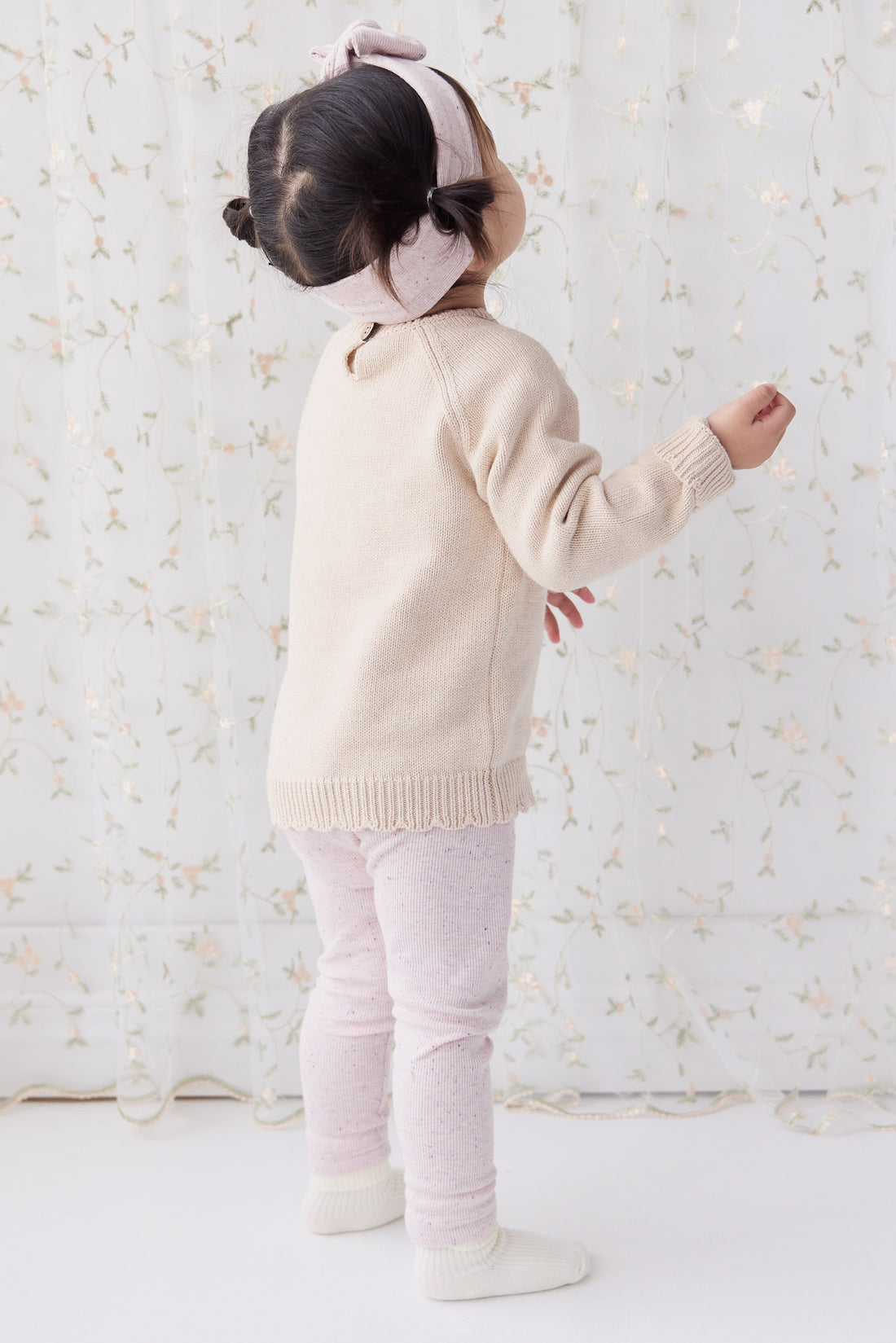 Organic Cotton Fine Rib Legging - Tulip Fleck Childrens Legging from Jamie Kay NZ