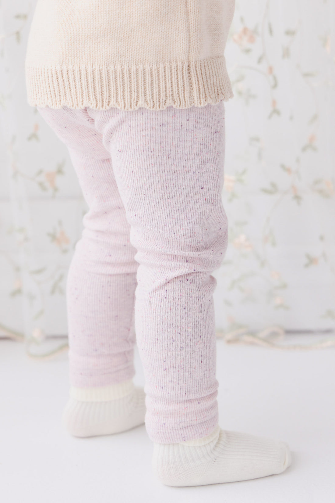 Organic Cotton Fine Rib Legging - Tulip Fleck Childrens Legging from Jamie Kay NZ