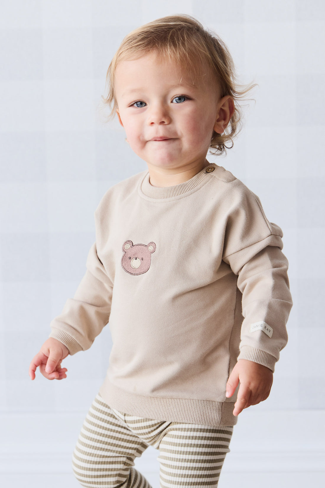 Organic Cotton Damien Sweatshirt - Fawn Bear Childrens Top from Jamie Kay NZ