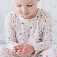 Organic Cotton Atlas Long Sleeve Pyjama Set - Berry Cream Adaline Berries Childrens Pyjama from Jamie Kay NZ