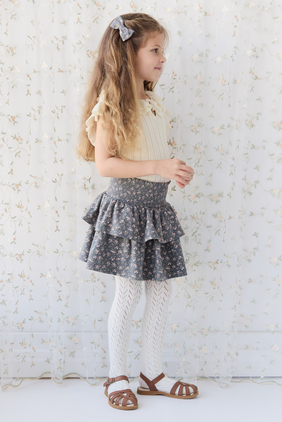 Organic Cotton Ruby Skirt - Rosalie Floral Lava Childrens Skirt from Jamie Kay NZ