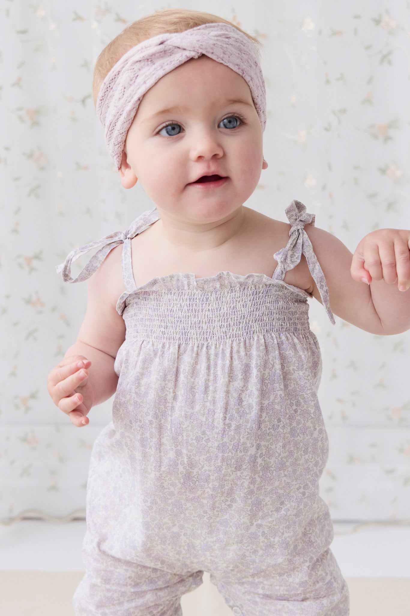 Organic Cotton Summer Playsuit - Chloe Lavender – Jamie Kay NZ