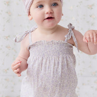 Organic Cotton Summer Playsuit - Chloe Lavender Childrens Playsuit from Jamie Kay NZ