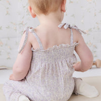 Organic Cotton Summer Playsuit - Chloe Lavender Childrens Playsuit from Jamie Kay NZ