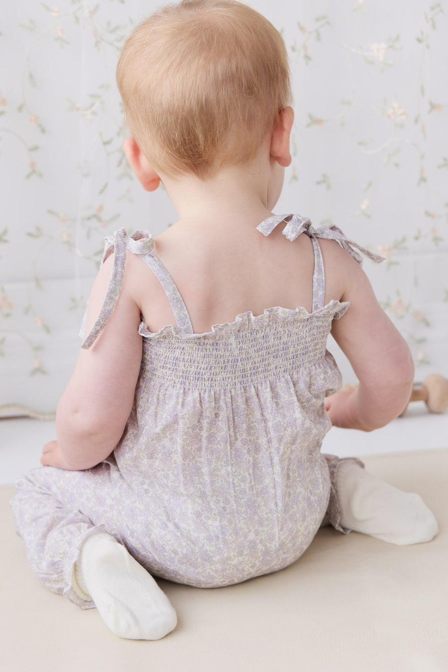 Organic Cotton Summer Playsuit - Chloe Lavender Childrens Playsuit from Jamie Kay NZ